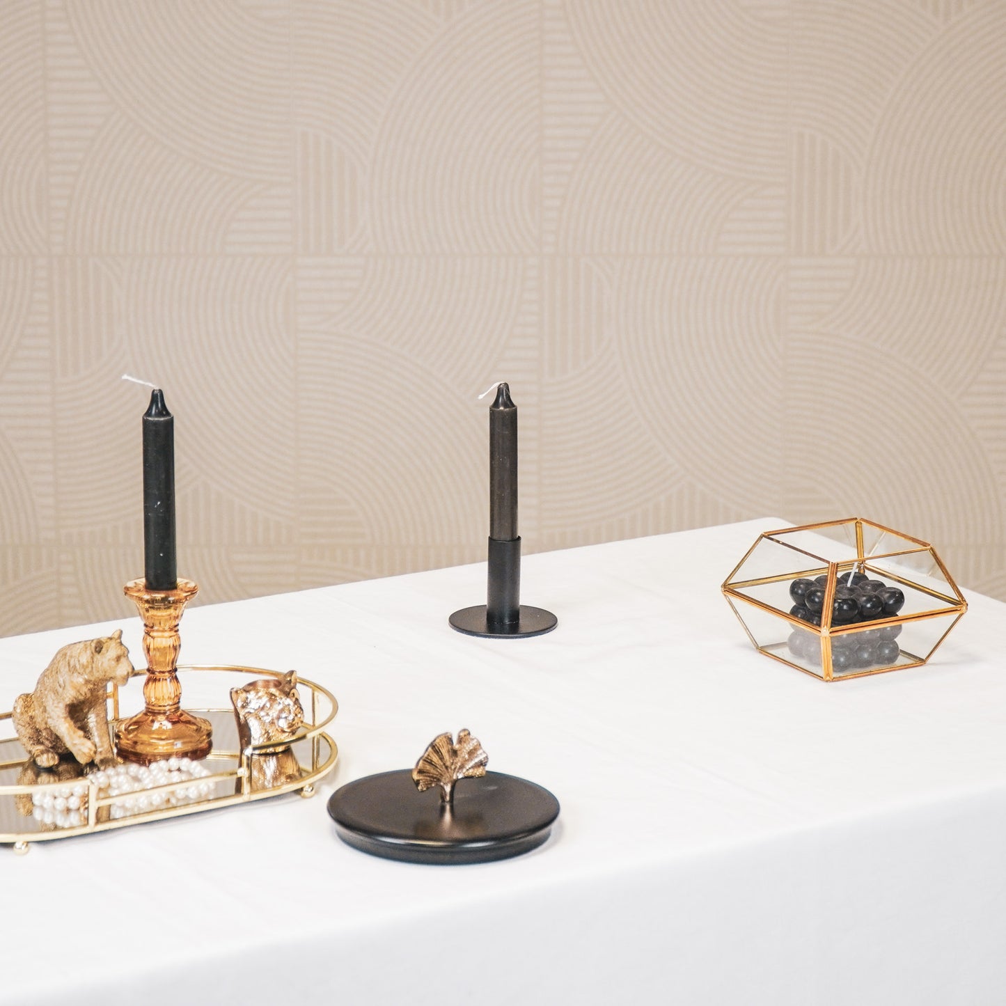 Candleholder - Basic - Metal - Black - 8x8x6,5cm