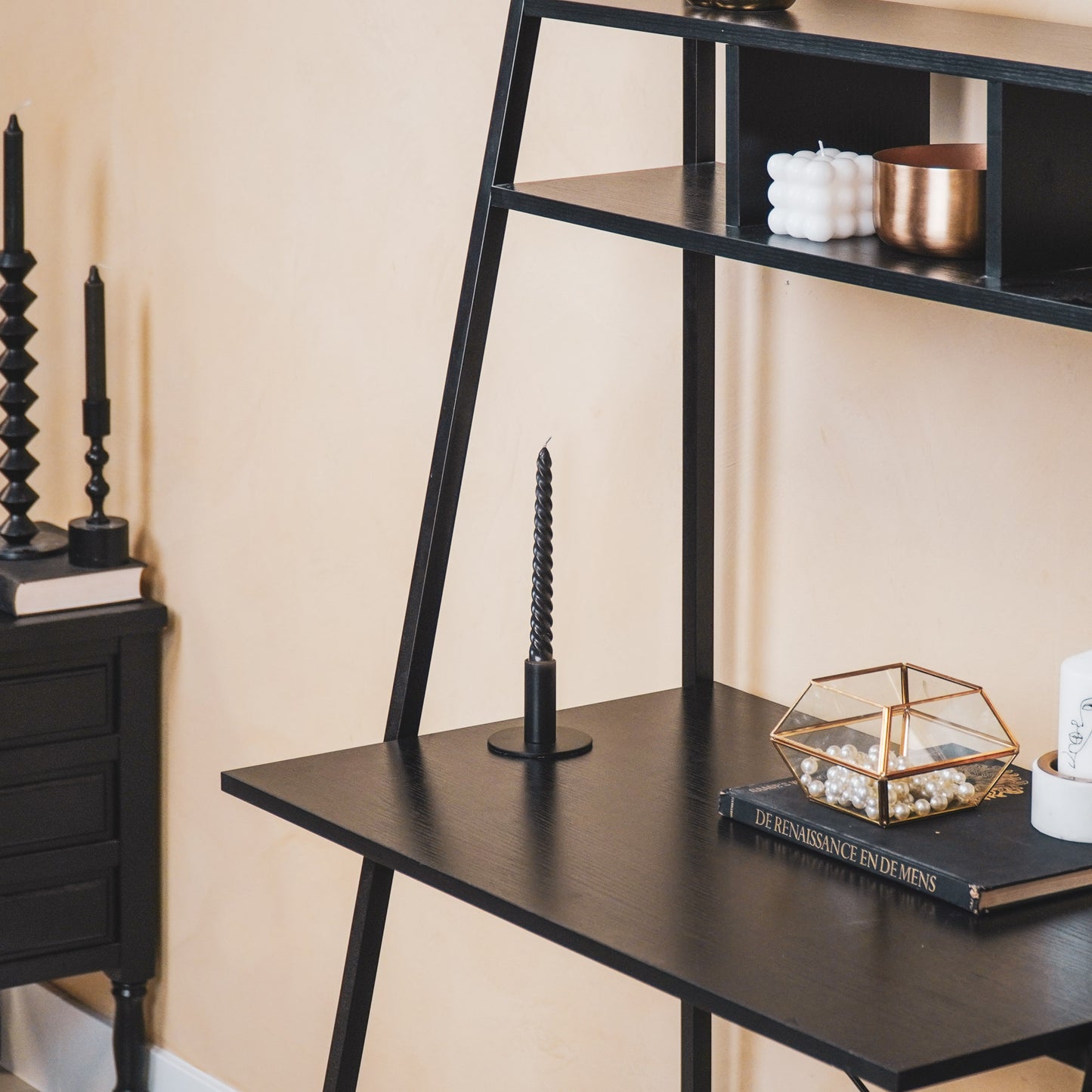 Candleholder - Basic - Metal - Black - 8x8x6,5cm