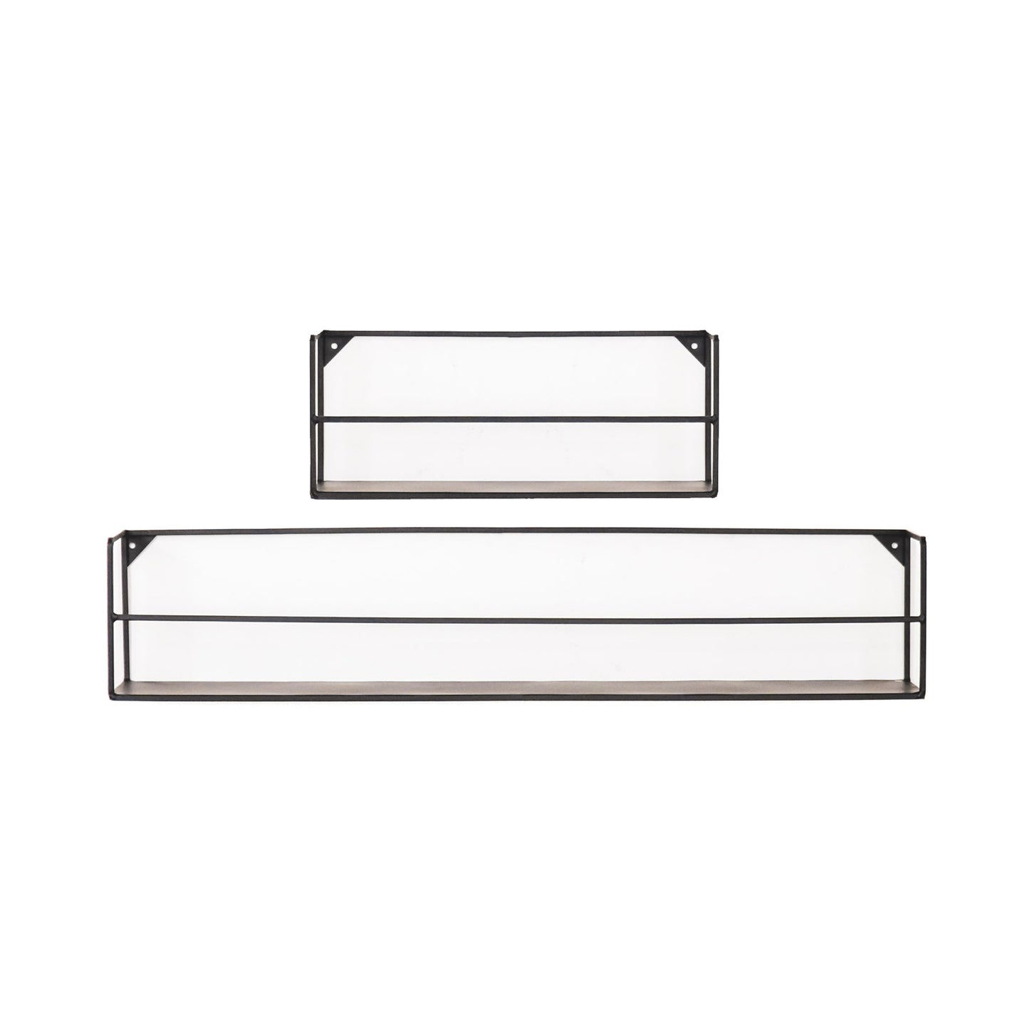 Wall Shelves - Black - Metal - 40x14x16/80x14x16cm - Set 2