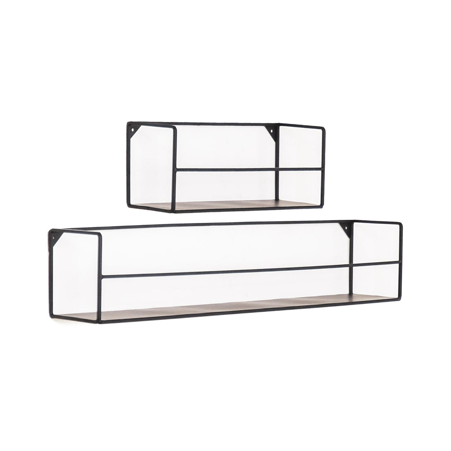 Wall Shelves - Black - Metal - 40x14x16/80x14x16cm - Set 2