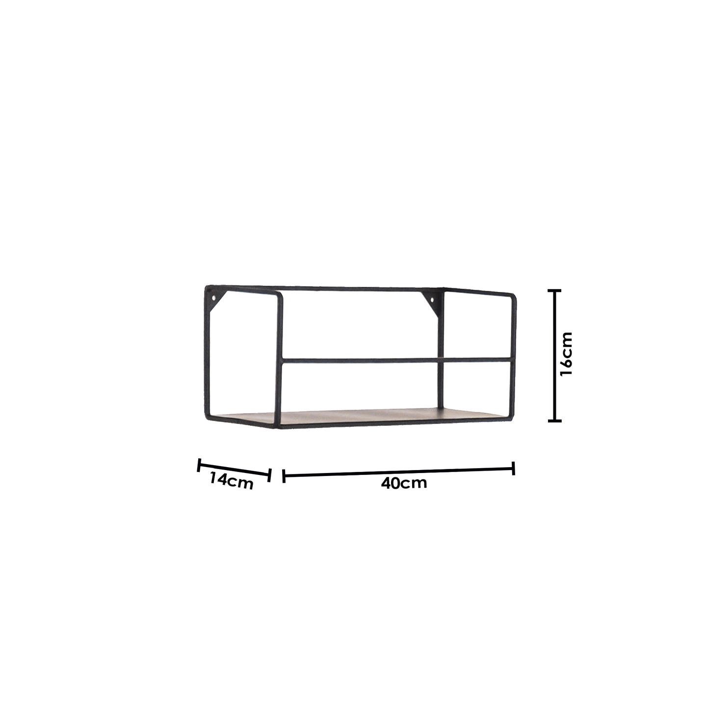 Wall Shelves - Black - Metal - 40x14x16/80x14x16cm - Set 2