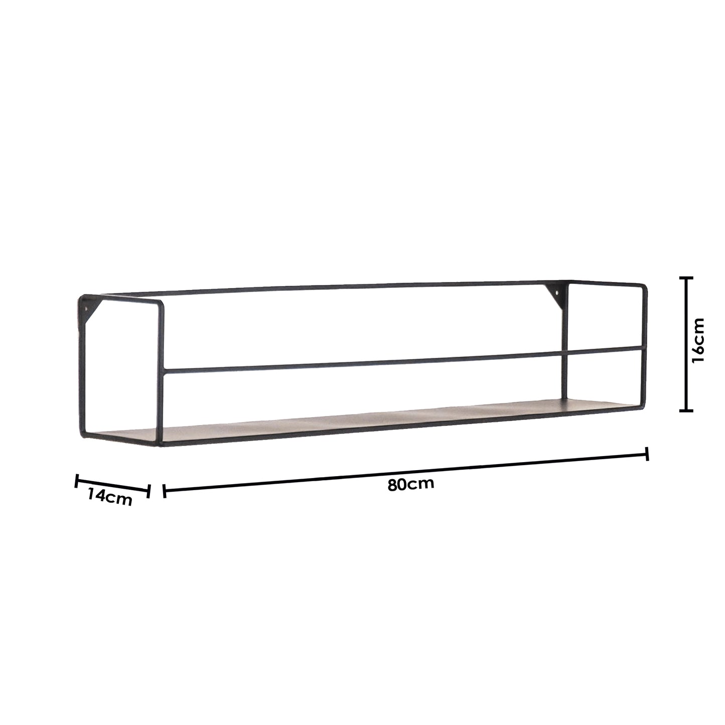 Wall Shelves - Black - Metal - 40x14x16/80x14x16cm - Set 2