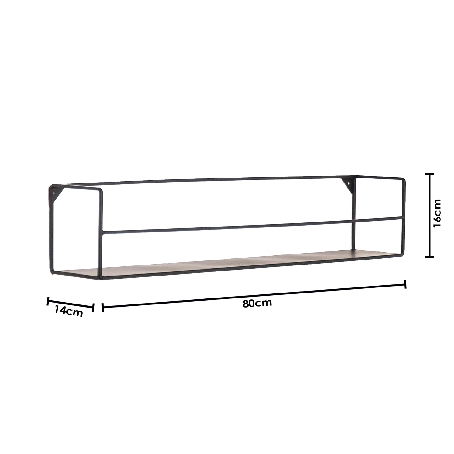 Housevitamin Set of 2 Wall Shelves- Black -Metal- 40x14x16 en 80x14x16 cm