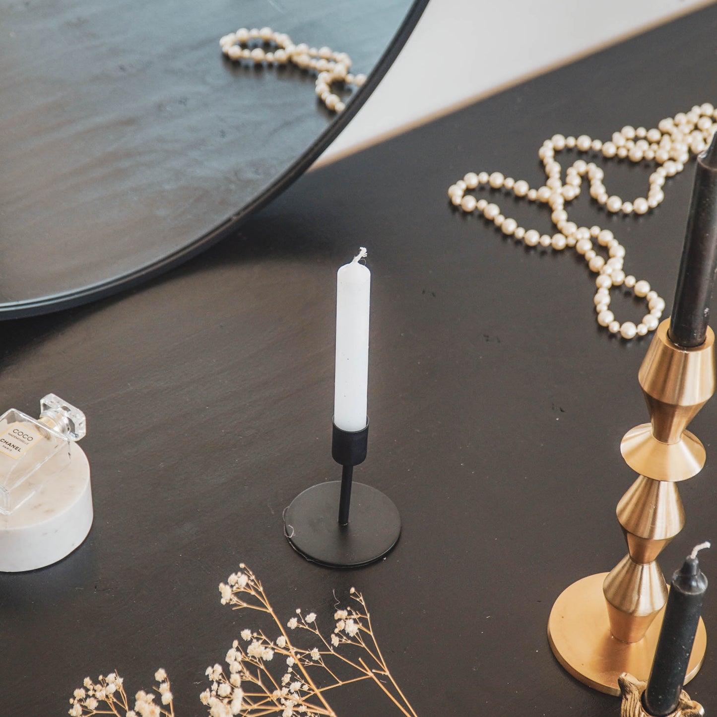Candleholder - Basic - Metal - Black - 8x8x10cm