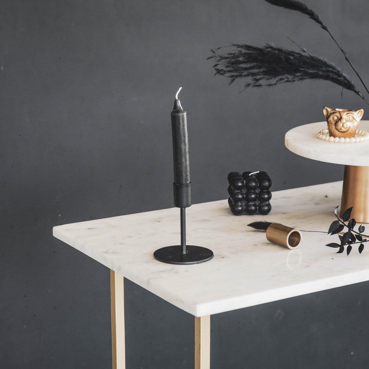 Candleholder - Basic - Metal - Black - 8x8x10cm