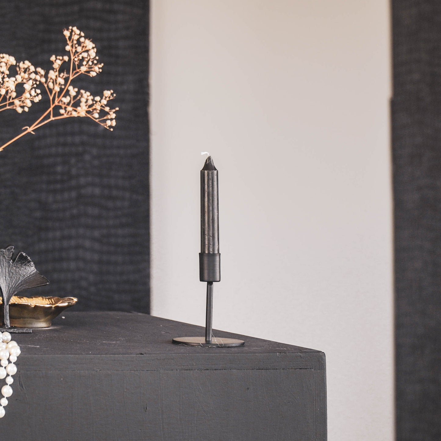 Candleholder - Basic - Metal - Black - 8x8x10cm