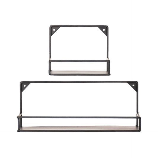 Housevitamin Set of 2 Wall Shelves- Black -Metal- 20x16 en 40x16 cm