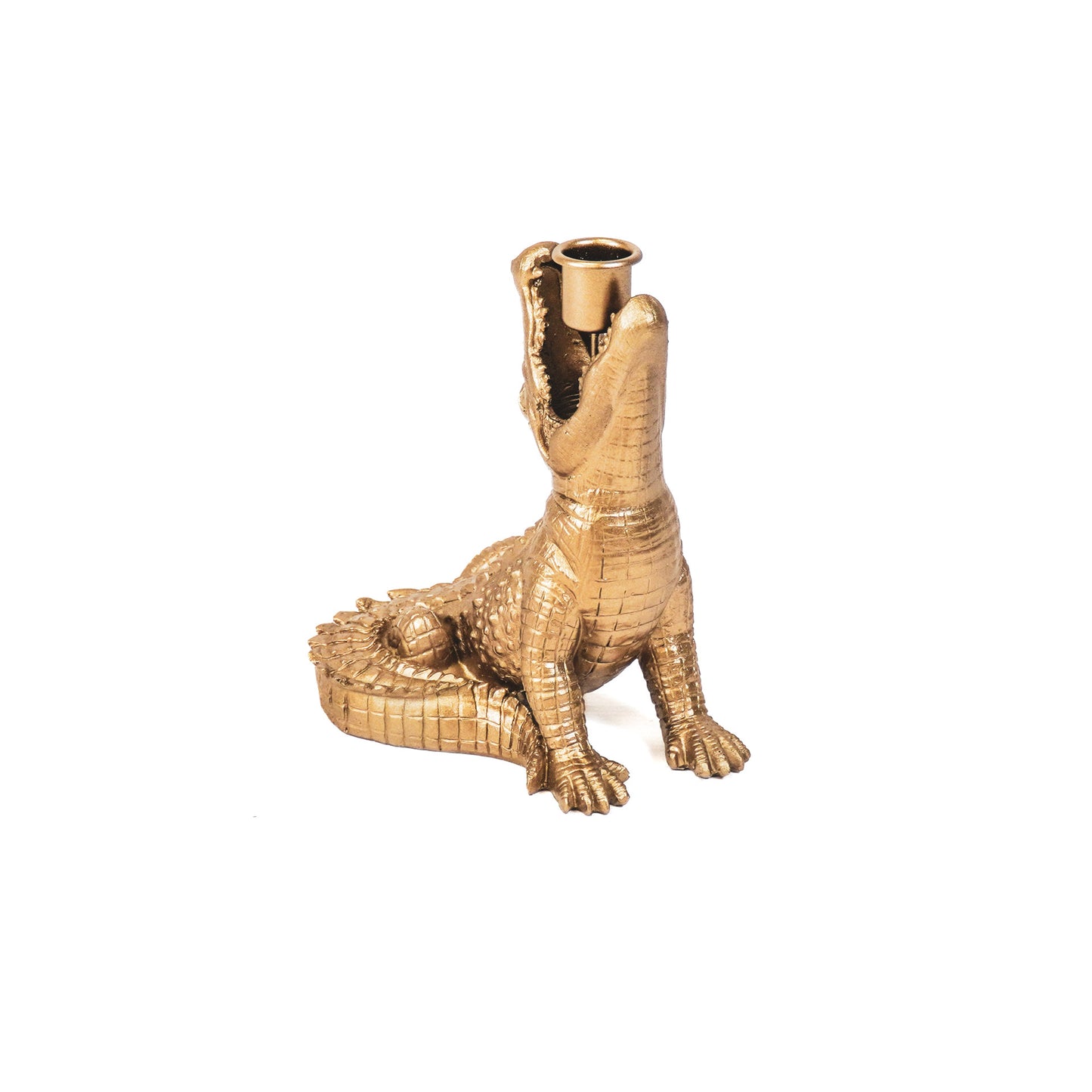 HV Crocodile Candleholder Gold15x18x12 cm