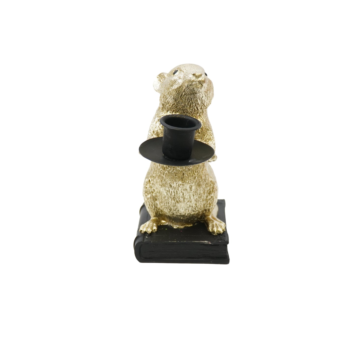 Candle holder - Mouse - Polyresin - Gold - 8x10x17cm