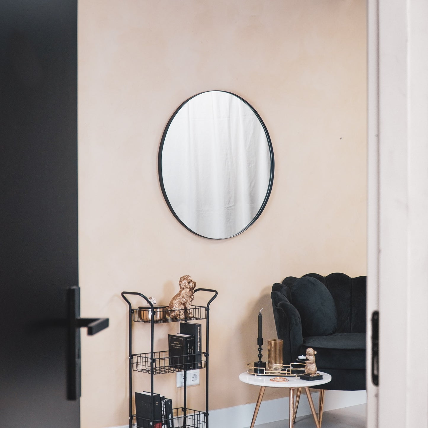 HV Round Mirror 80cm Black