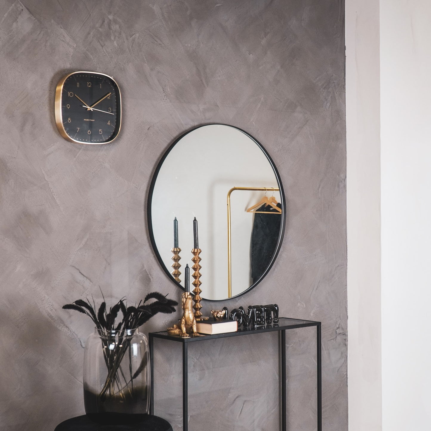 HV Round Mirror 80cm Black