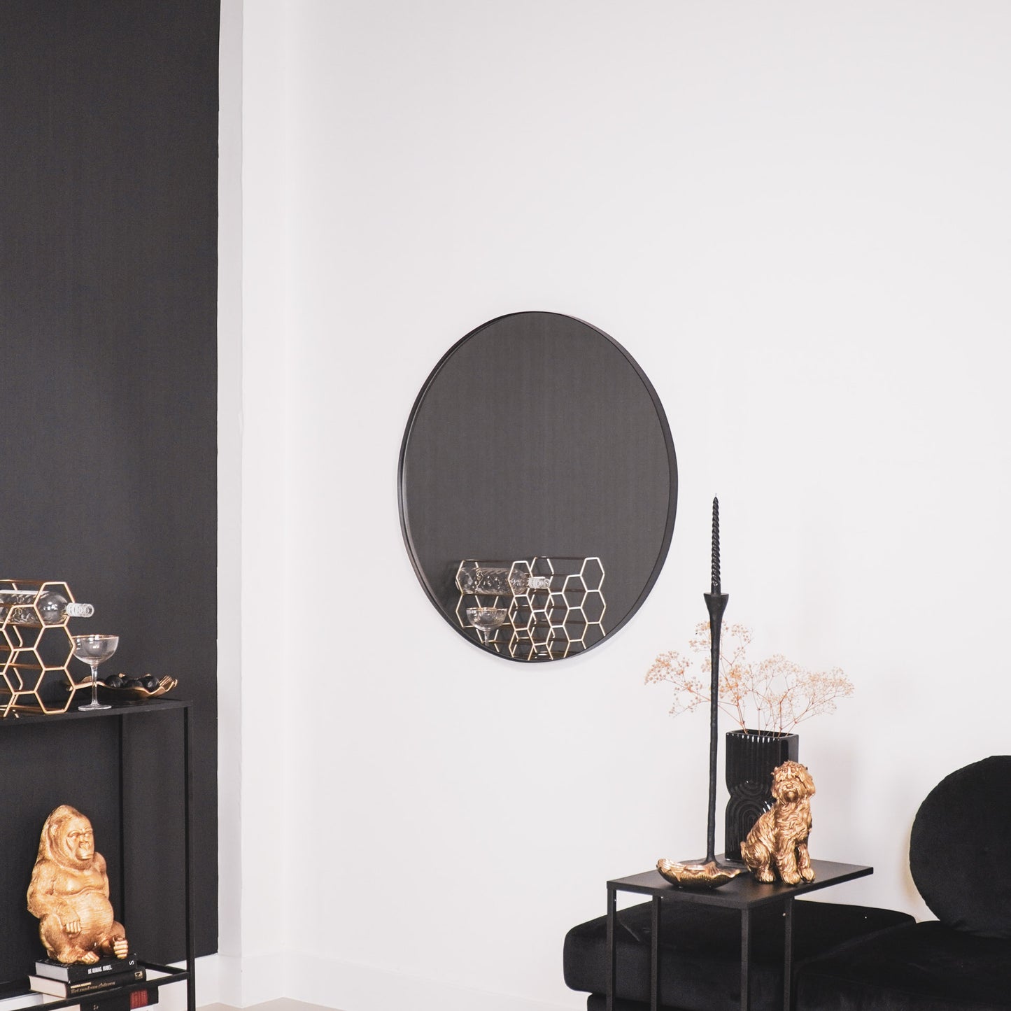HV Round Mirror 80cm Black