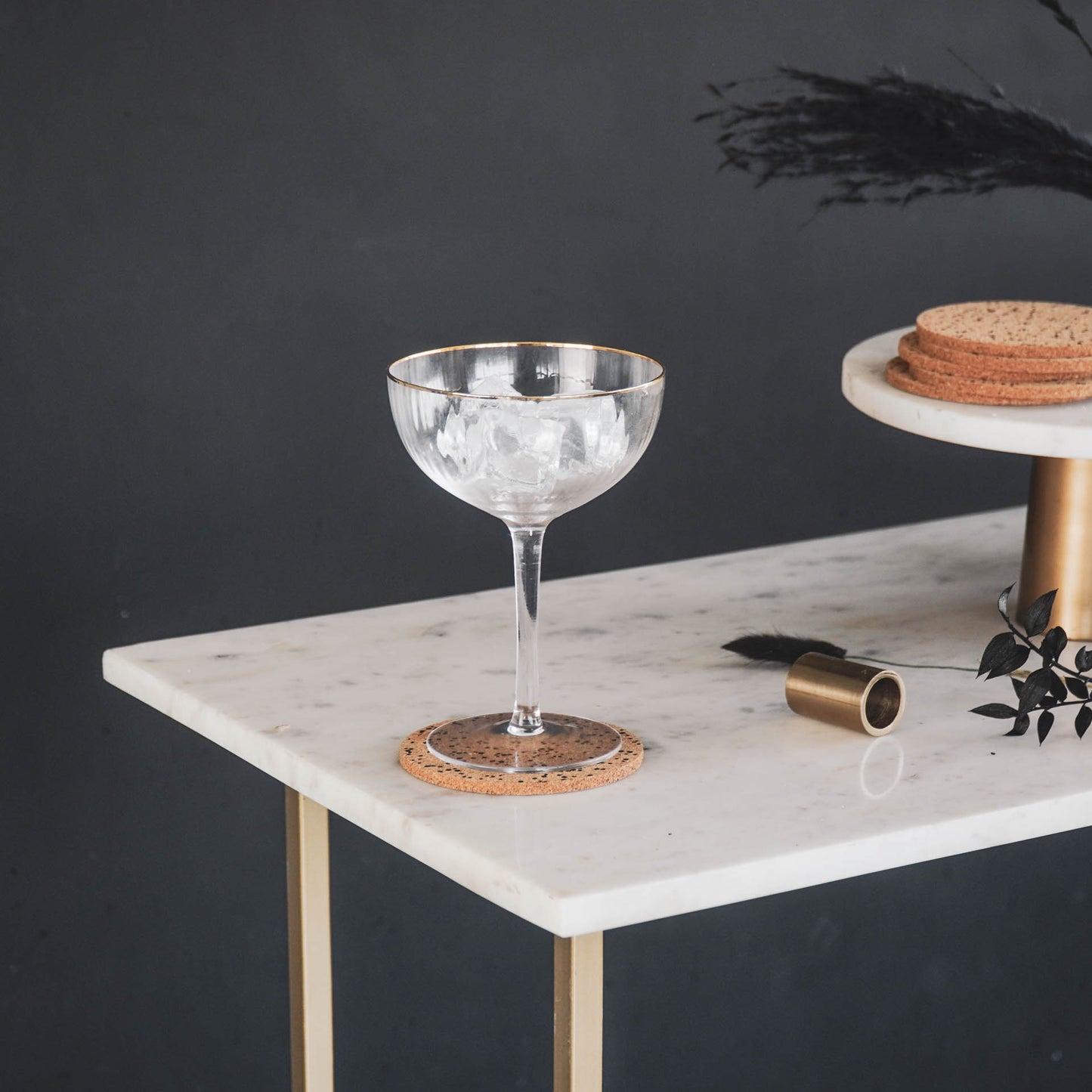 Glassware - Champagne - Glass - Clear/Goud - S2 -11x11x15cm