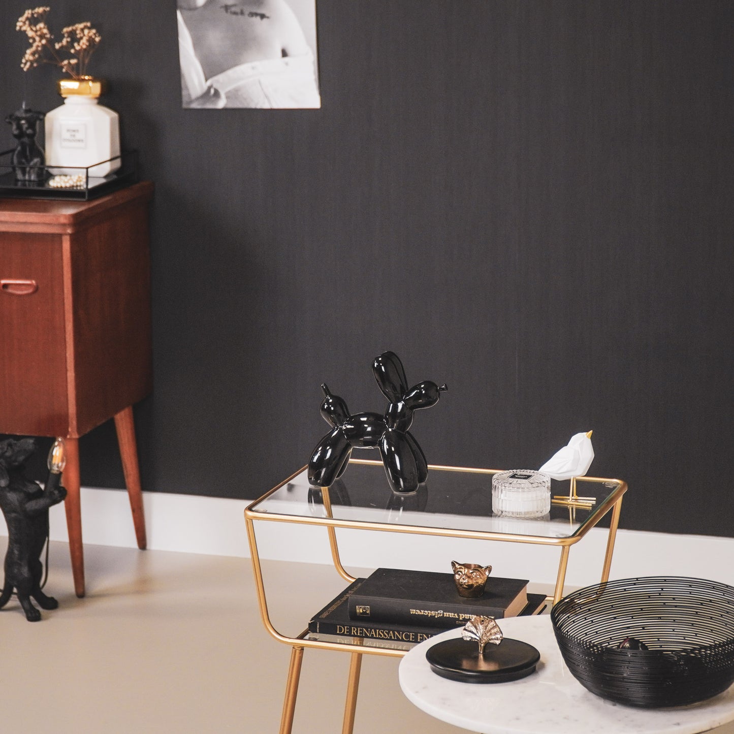 Ornament - Balloon Dog - Ceramic - Black - 8x18,5x8cm