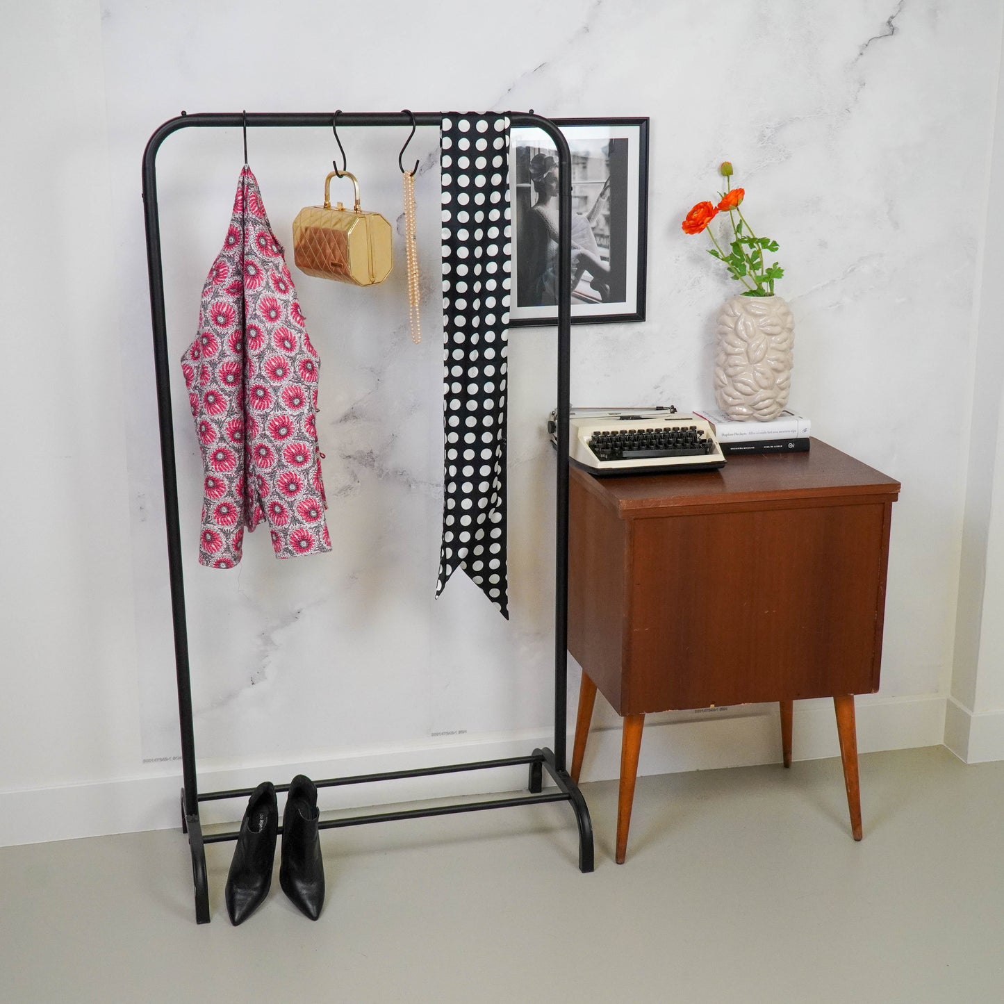 Clothrack - Metal - Black - 80x40x150cm