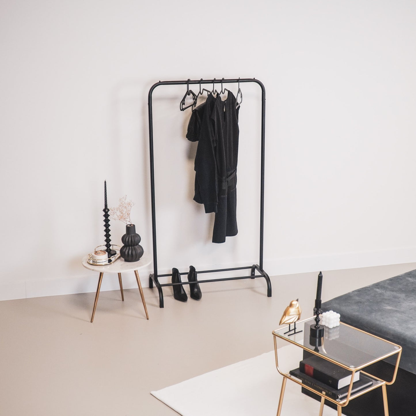 Clothrack - Metal - Black - 80x40x150cm