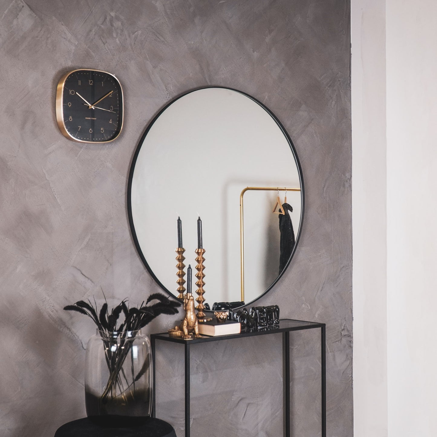 HV Round Metal Mirror ⌀ 100cm Black