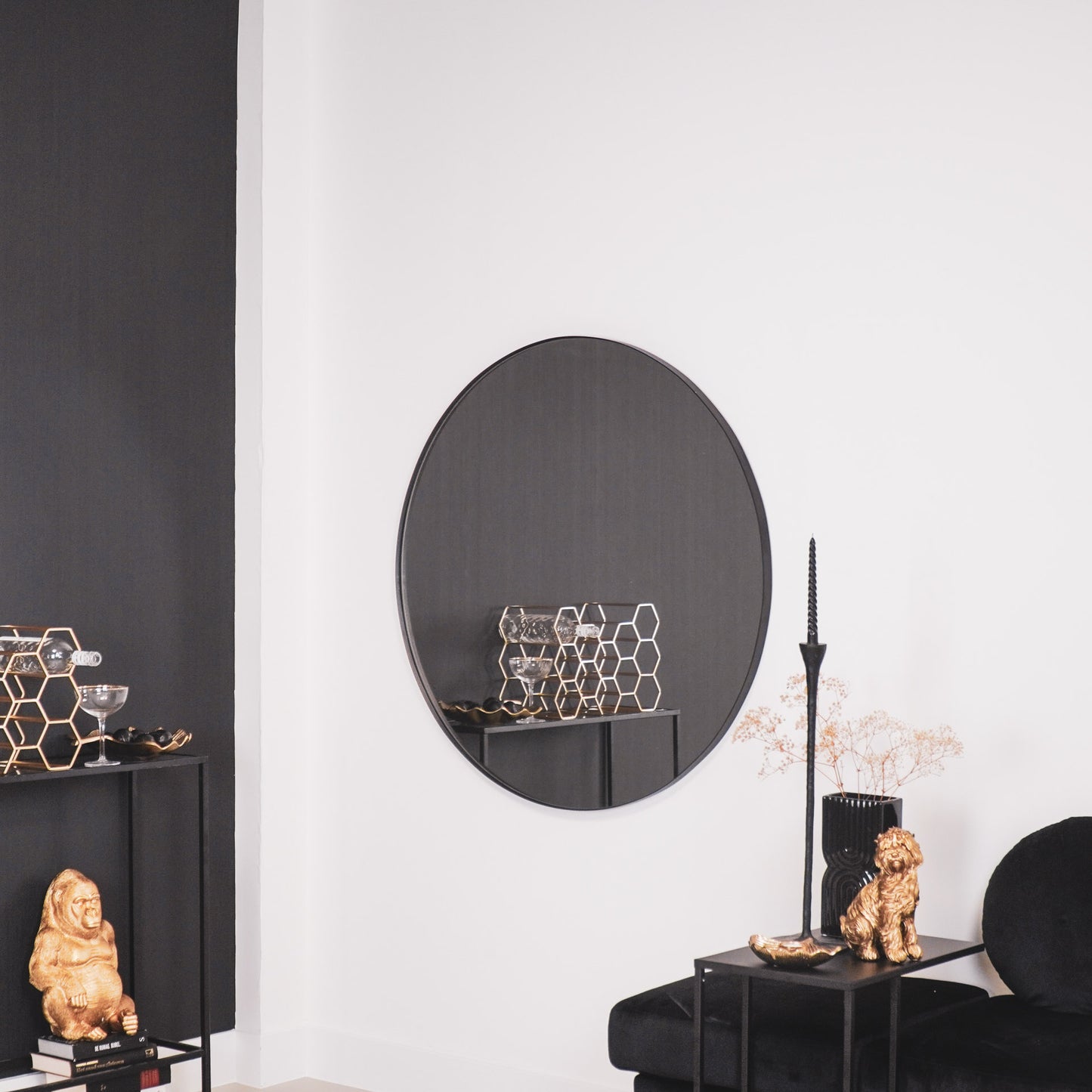HV Round Metal Mirror ⌀ 100cm Black