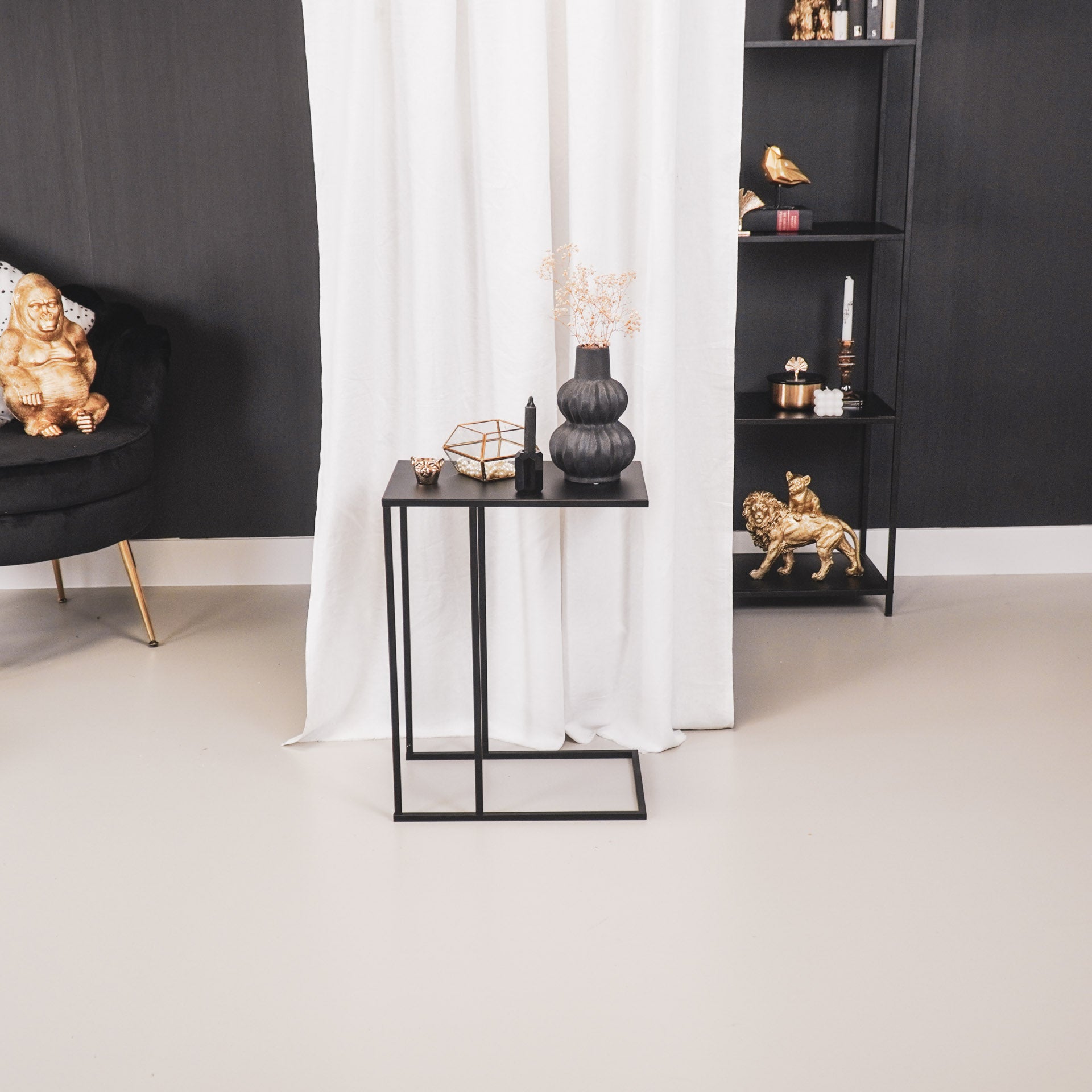 Side Table - Metal - Black - 45x30x60cm