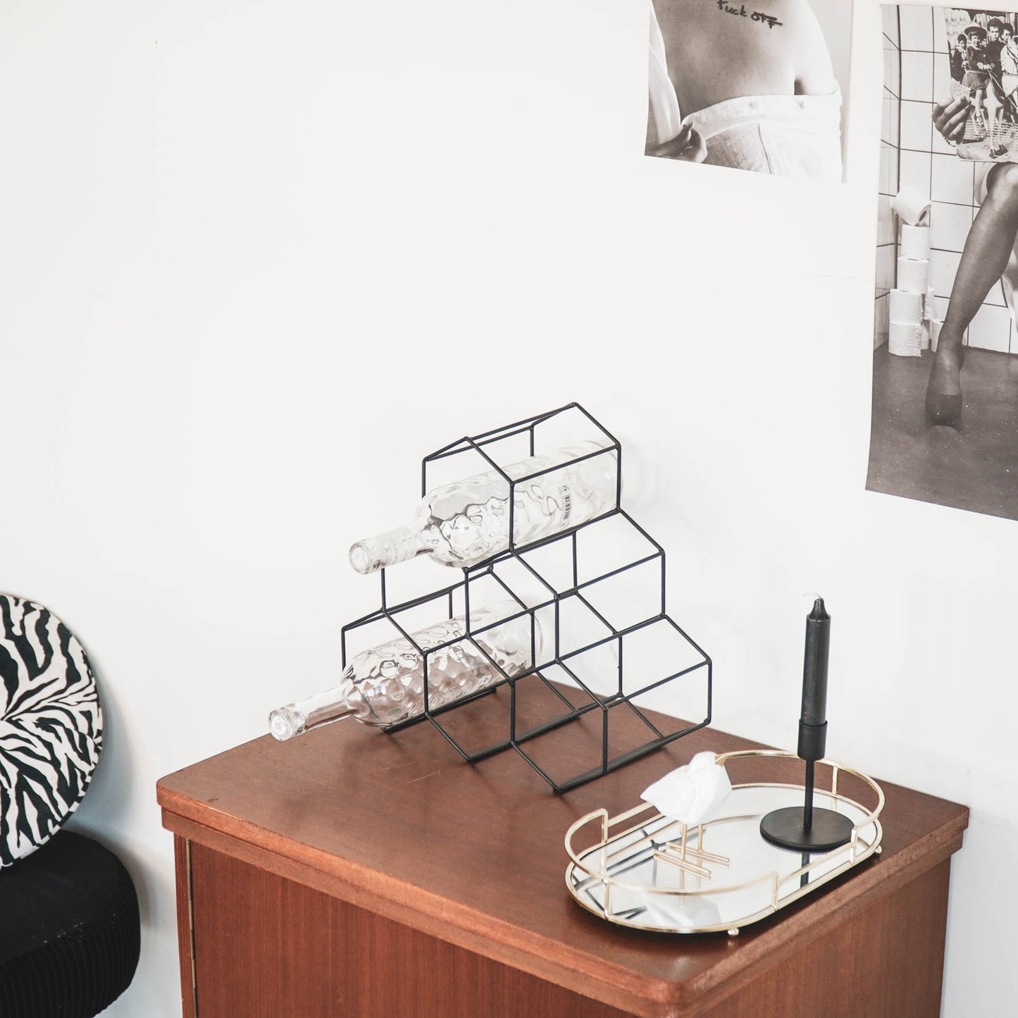 HV Wine Rack - Black Metal - 32x31x15cm