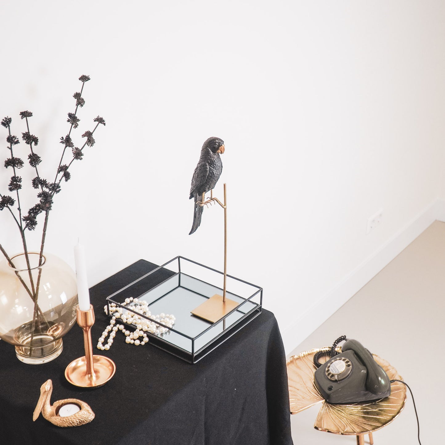 HV Parrot on a Stick- Gold/ Black - 8.5x11x44 cm