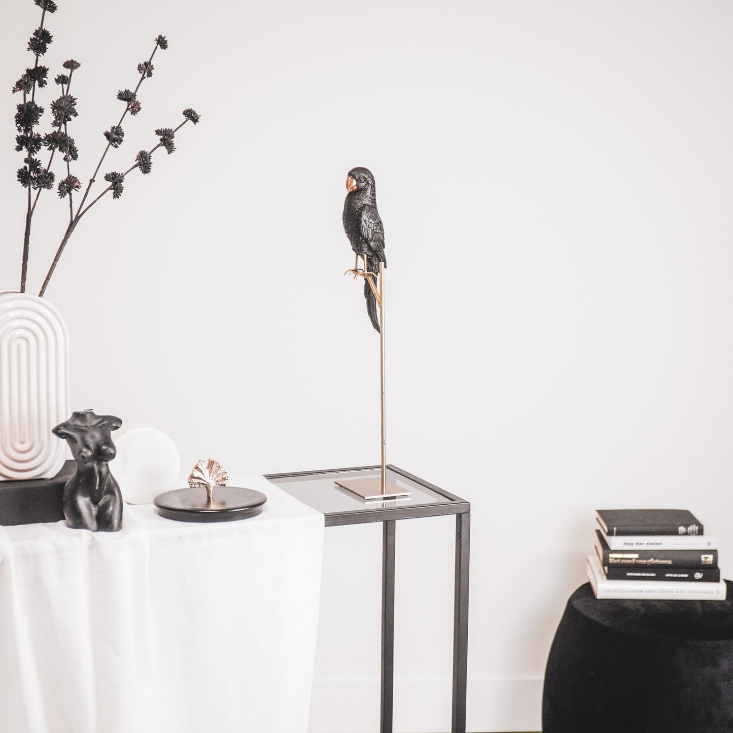HV Parrot on a Stick- Gold/ Black - 8.5x11x44 cm