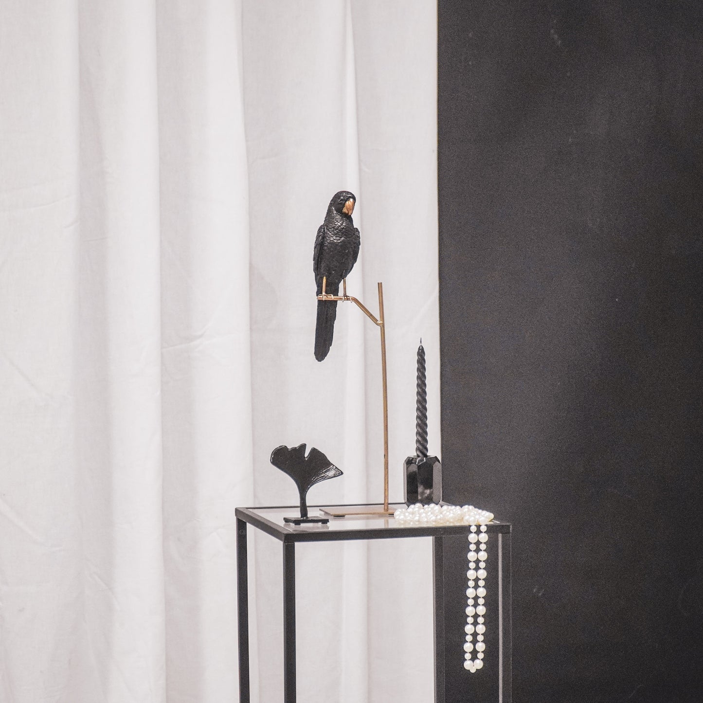 HV Parrot on a Stick- Gold/ Black - 8.5x11x44 cm