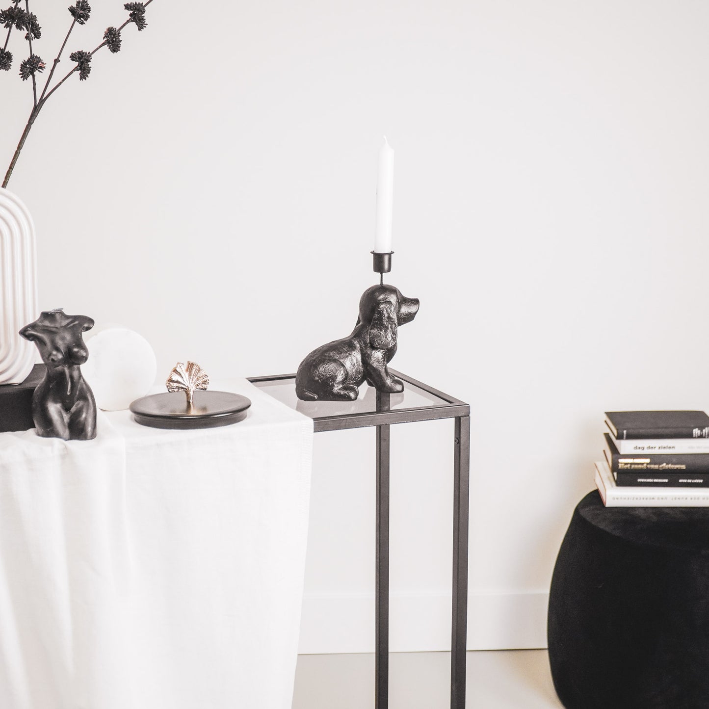 HV Candleholder - Dog Black- 18x10x19.5 cm
