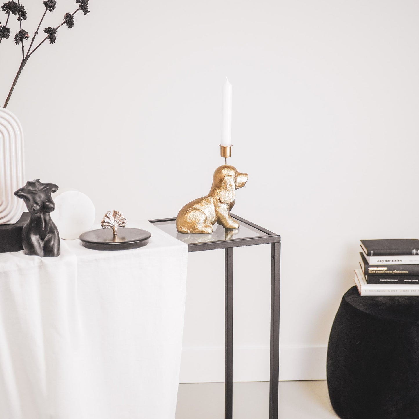HV Candleholder - Dog Gold-18x10x19.5 cm