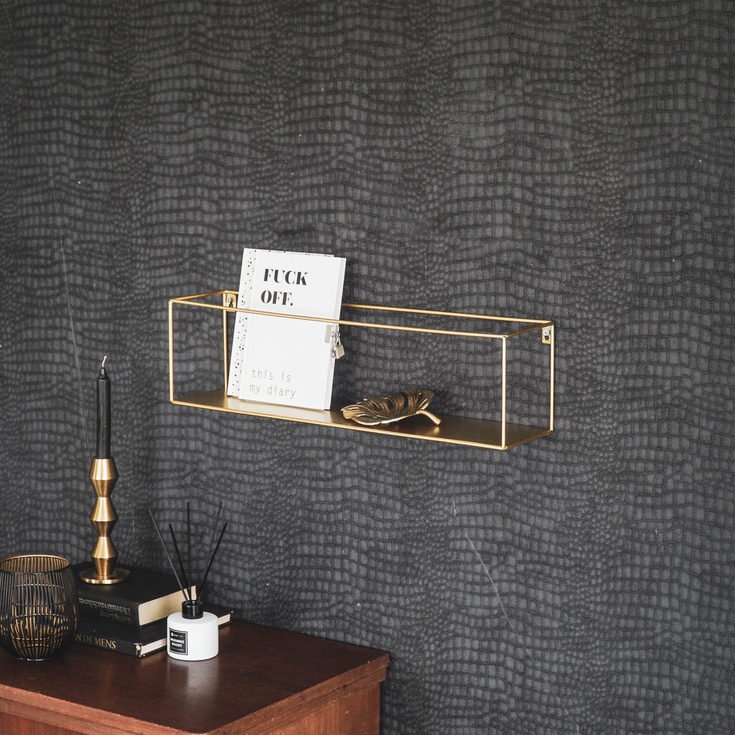 HV Wallshelf - Rectangular - Gold - 55x13x15cm
