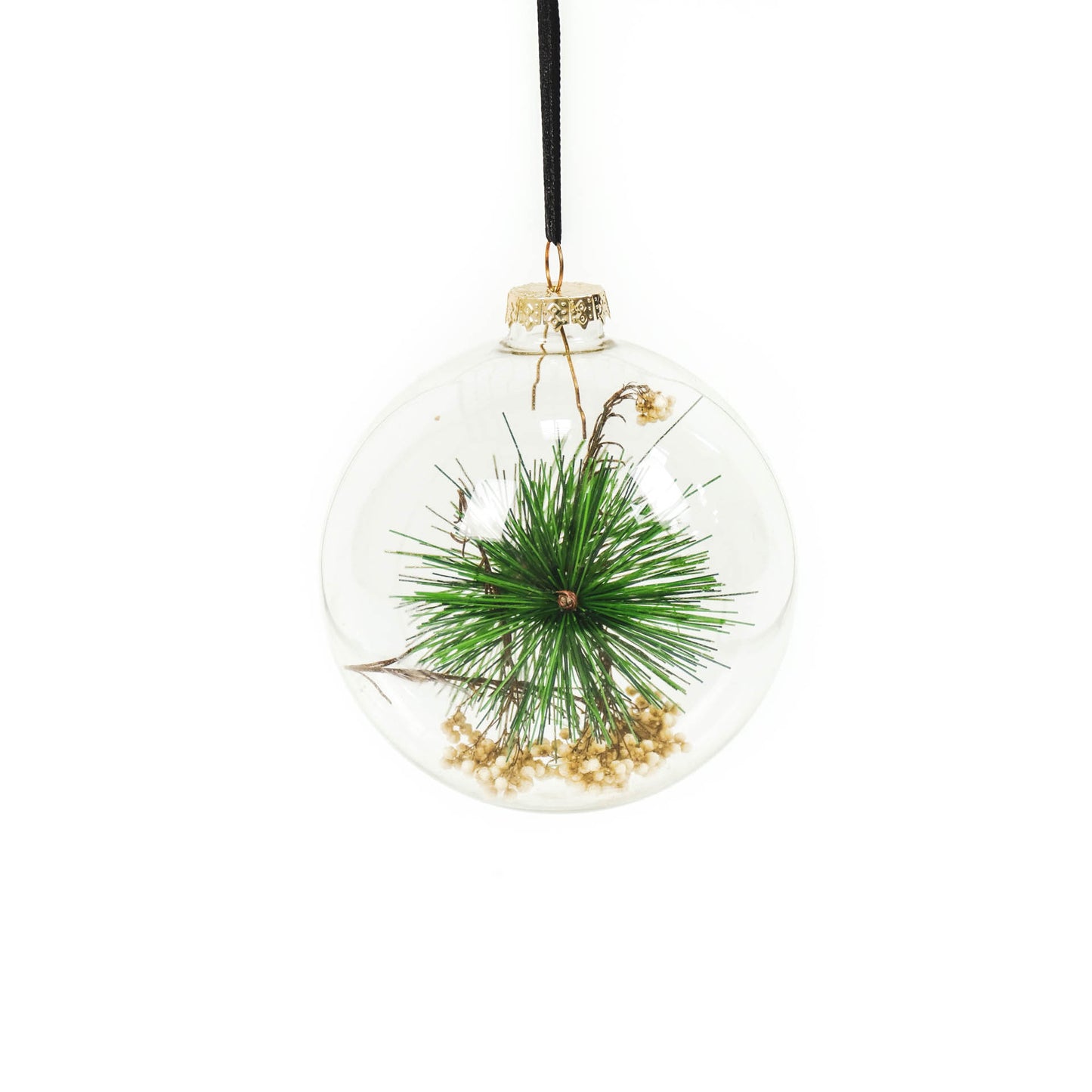 HV Kerstbal-Droogbloemen Groen/Wit 10x12