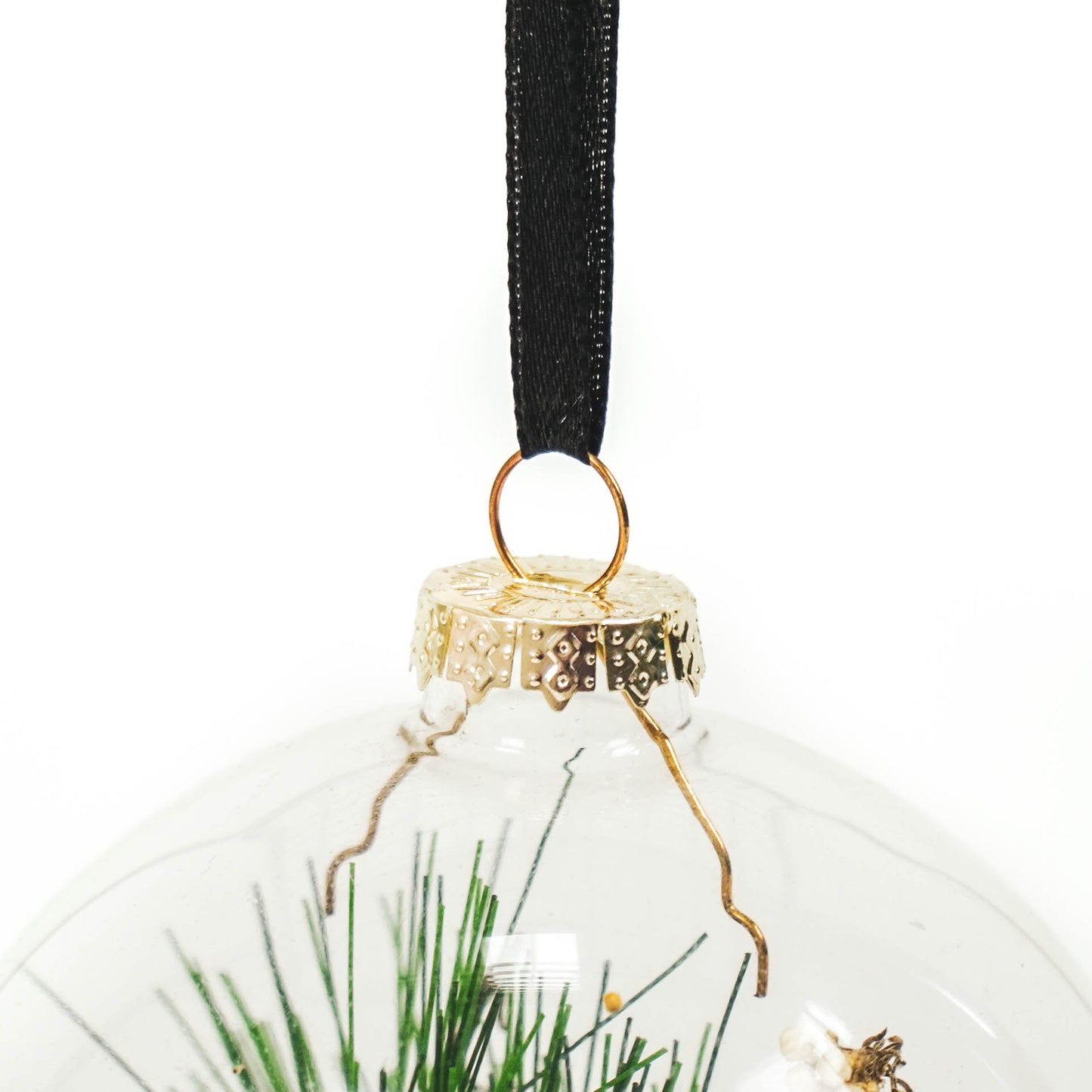 HV Kerstbal-Droogbloemen Groen/Wit 10x12