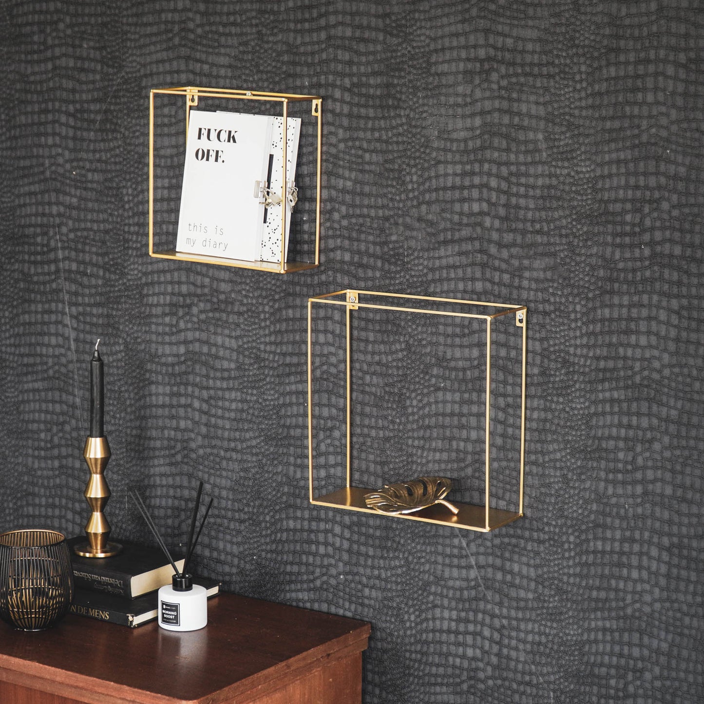 HV Wall Shelves - Gold - Set of 2