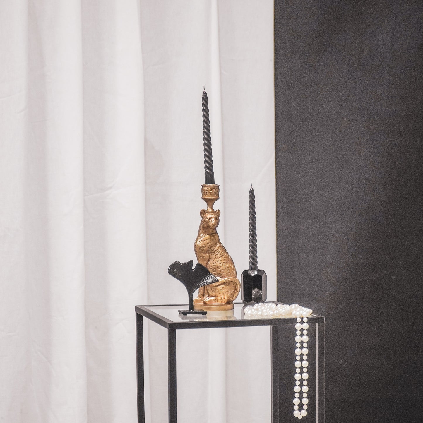 HV Leopard Candleholder - Gold- 10x10x26 cm