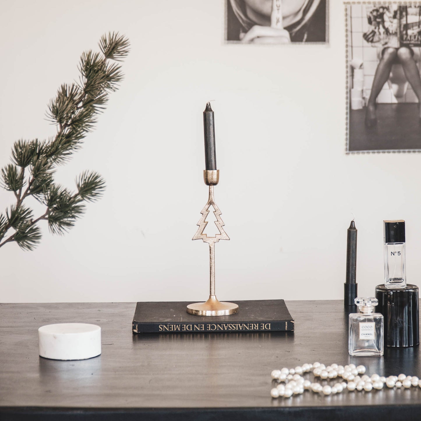HV Candleholder Xmas Tree - Gold - 13x8x19cm