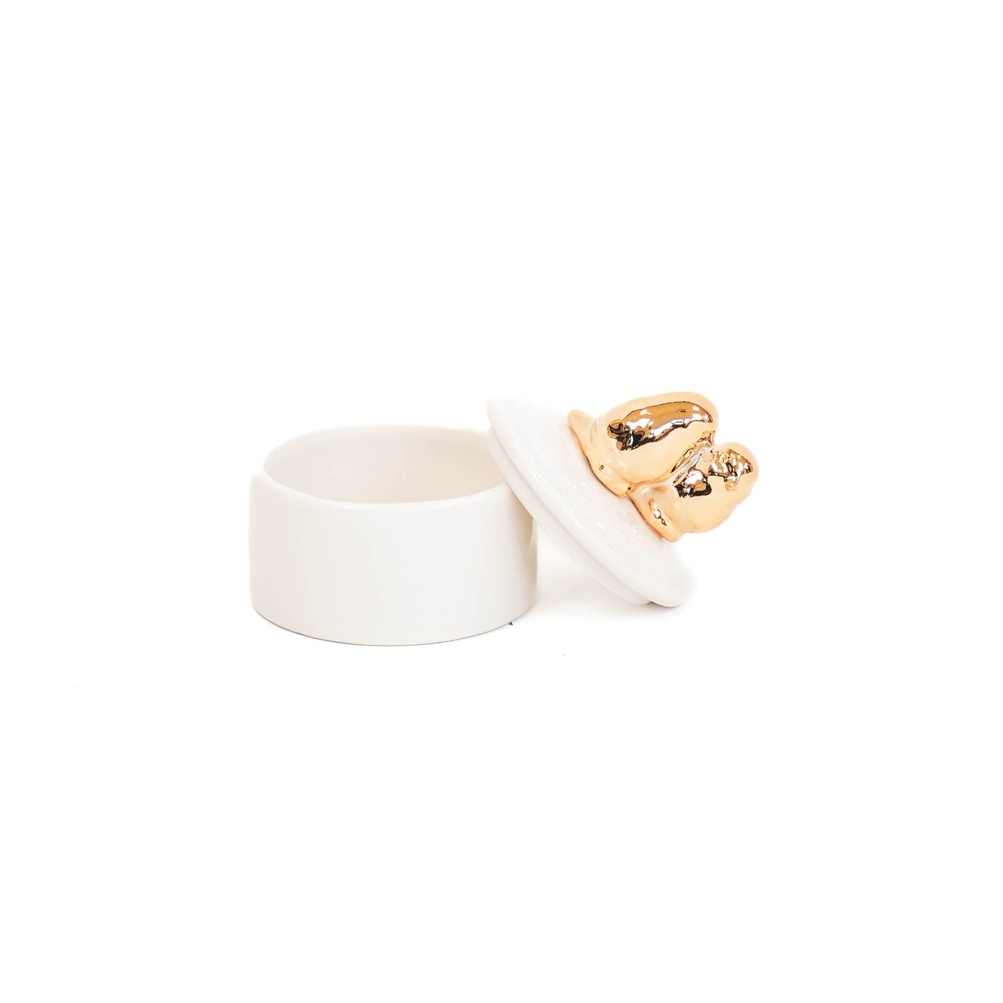 HV White Jar with Golden Birds - 6x6x8cm
