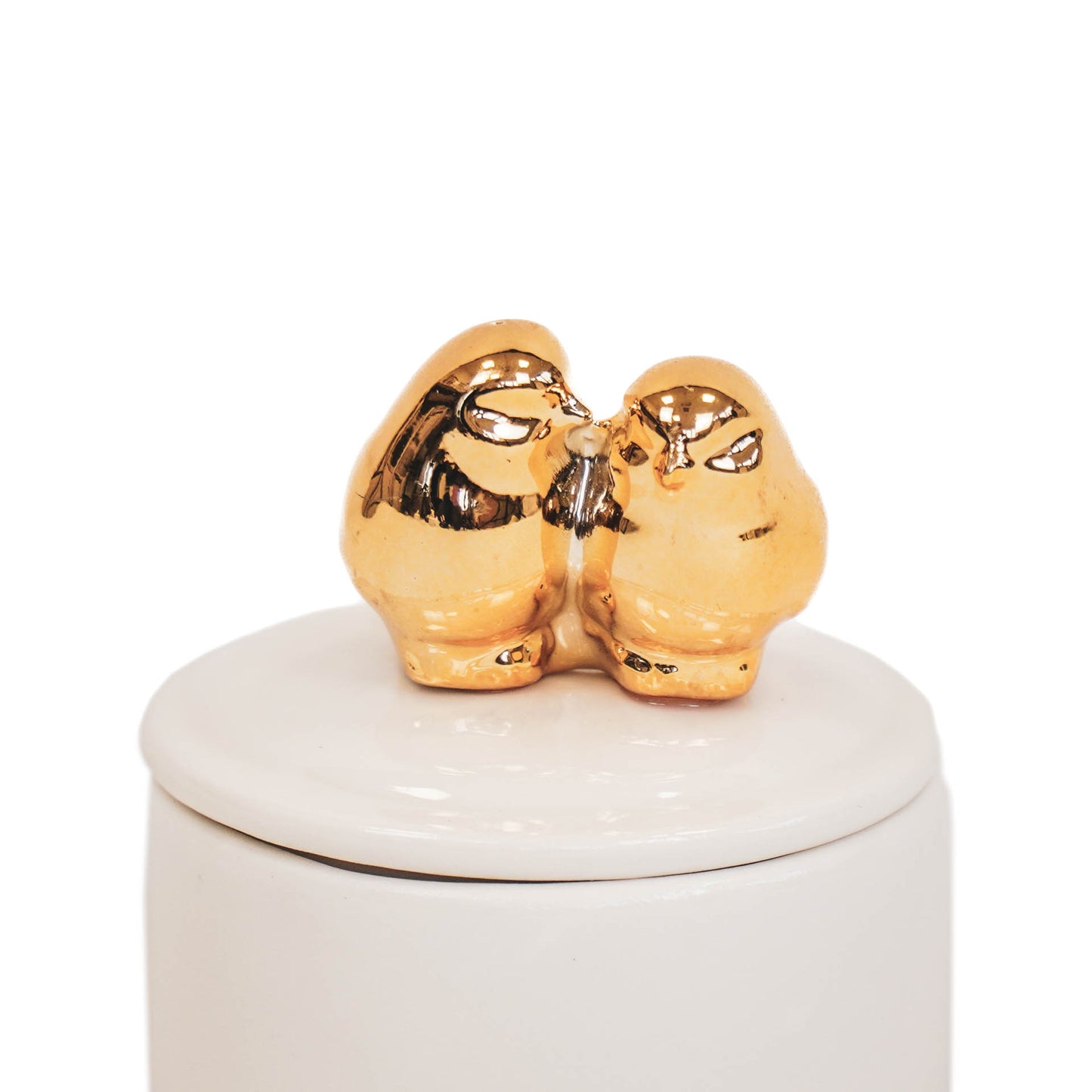 HV White Jar with Golden Birds - 6x6x8cm