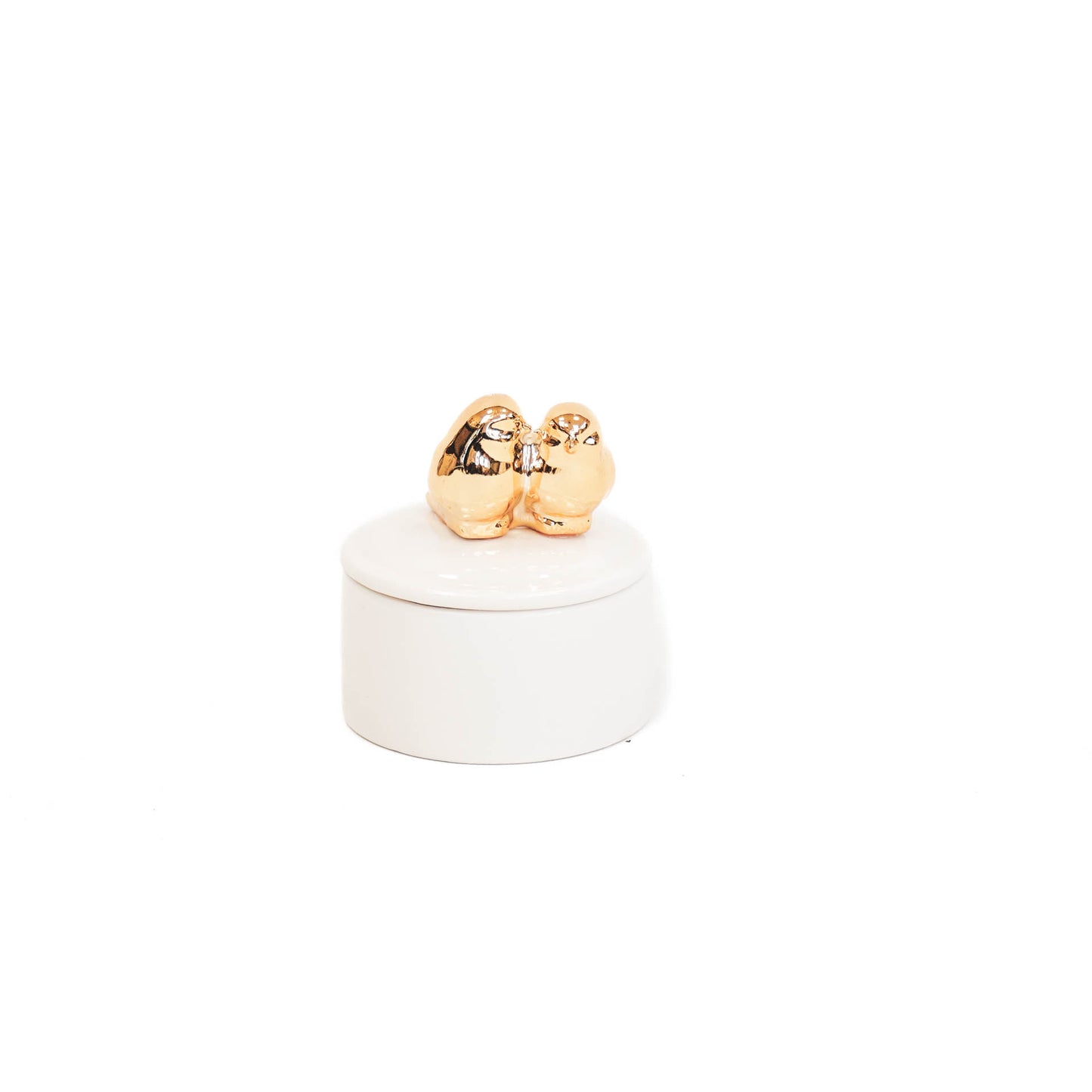 HV White Jar with Golden Birds - 6x6x8cm