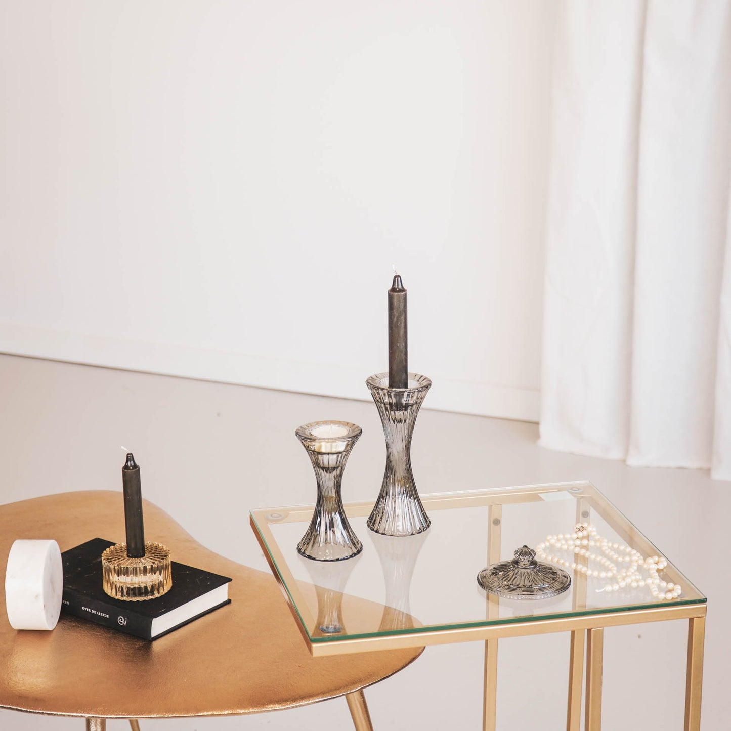 HV Glass Candleholder - Smokey - 7x13cm