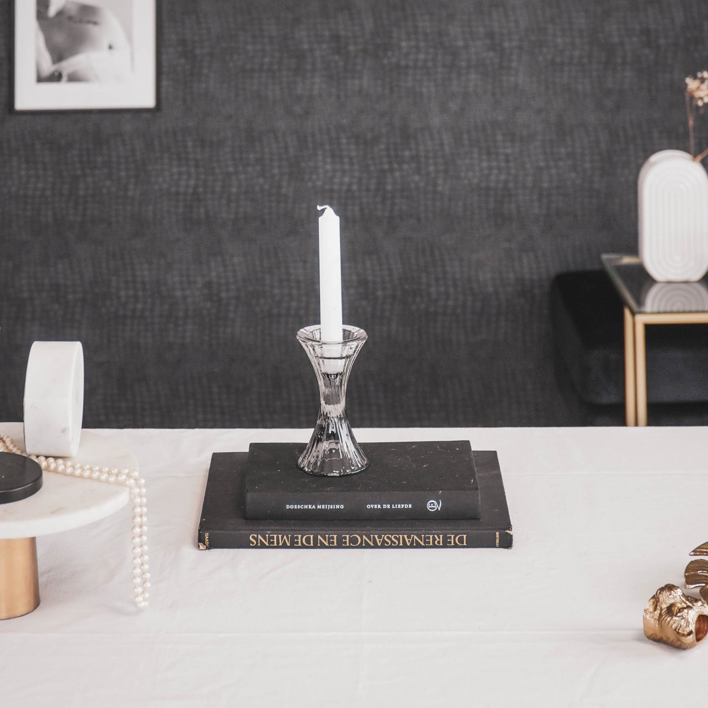 HV Glass Candleholder - Smokey - 7x13cm