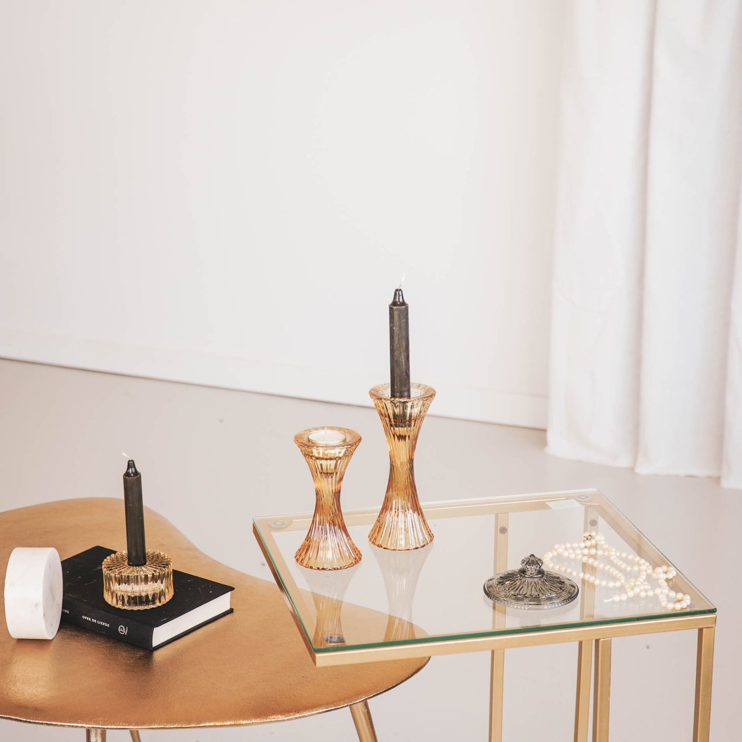 HV Glass Candleholder - Amber - 7x13cm
