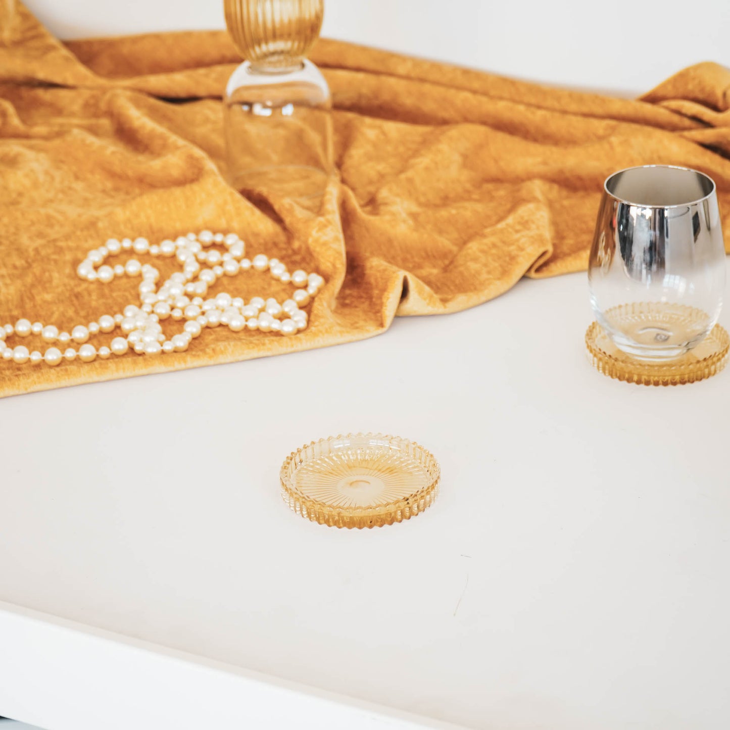 HV Glass tray - Amber - 9.7x1.5cm