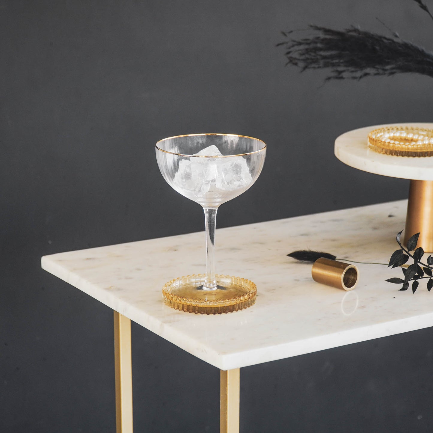 HV Glass tray - Amber - 9.7x1.5cm