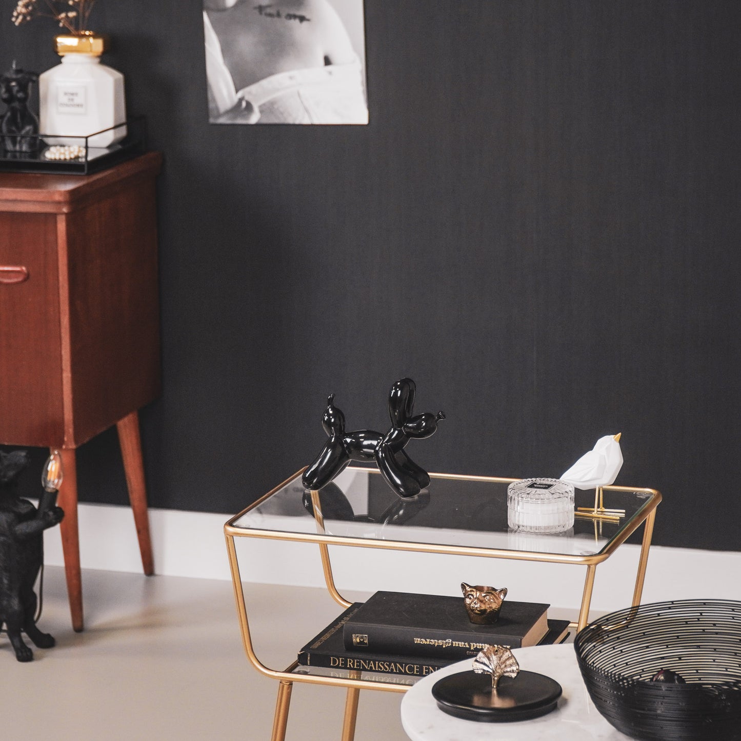 Ornament - Balloon Dog - Ceramic - Black - 18x7x14,5cm