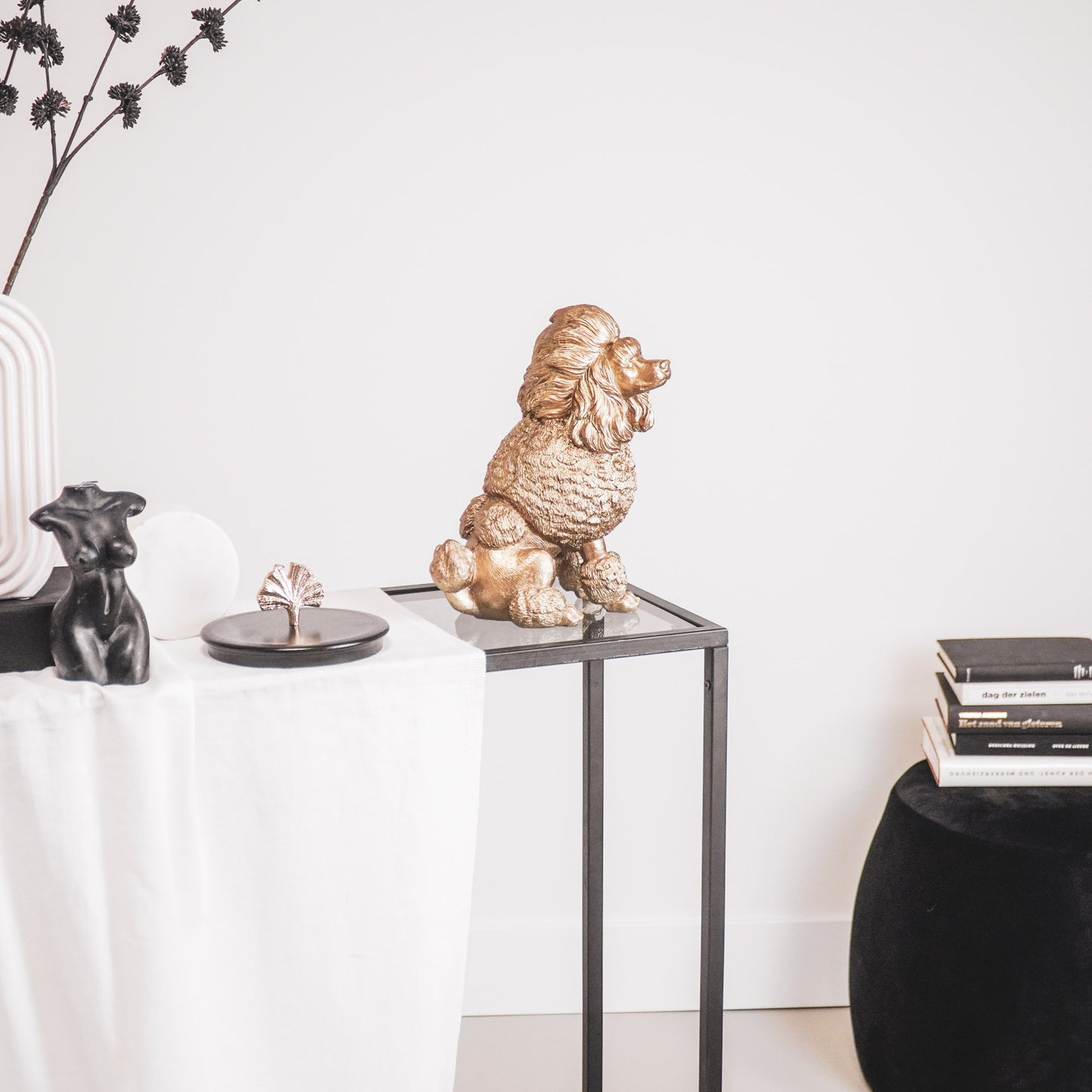 HV Poodle Dog- Gold- 21.5x13x26.5 cm