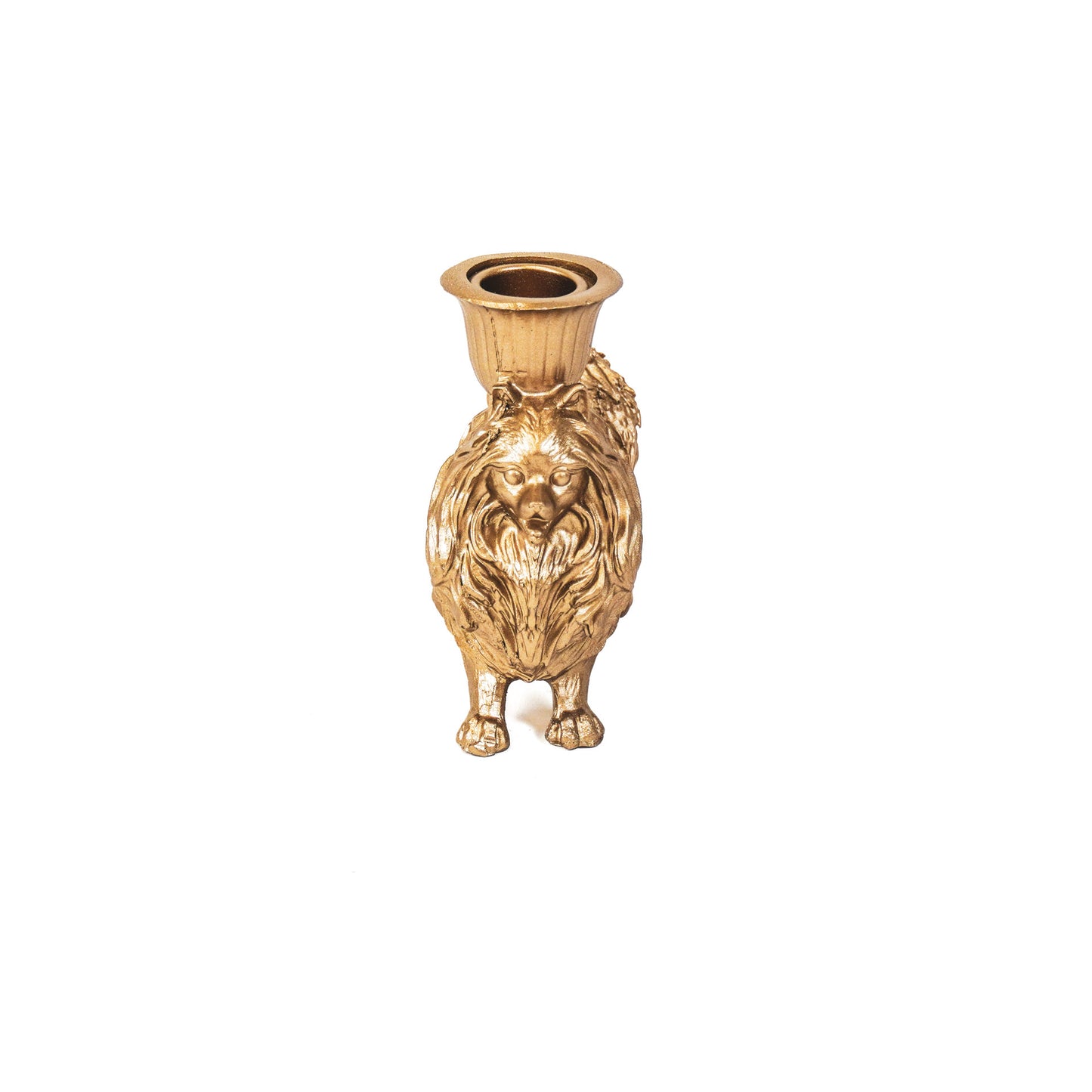 HV Pomeranian Candle Holder- Gold 11.7x5.5x12cm