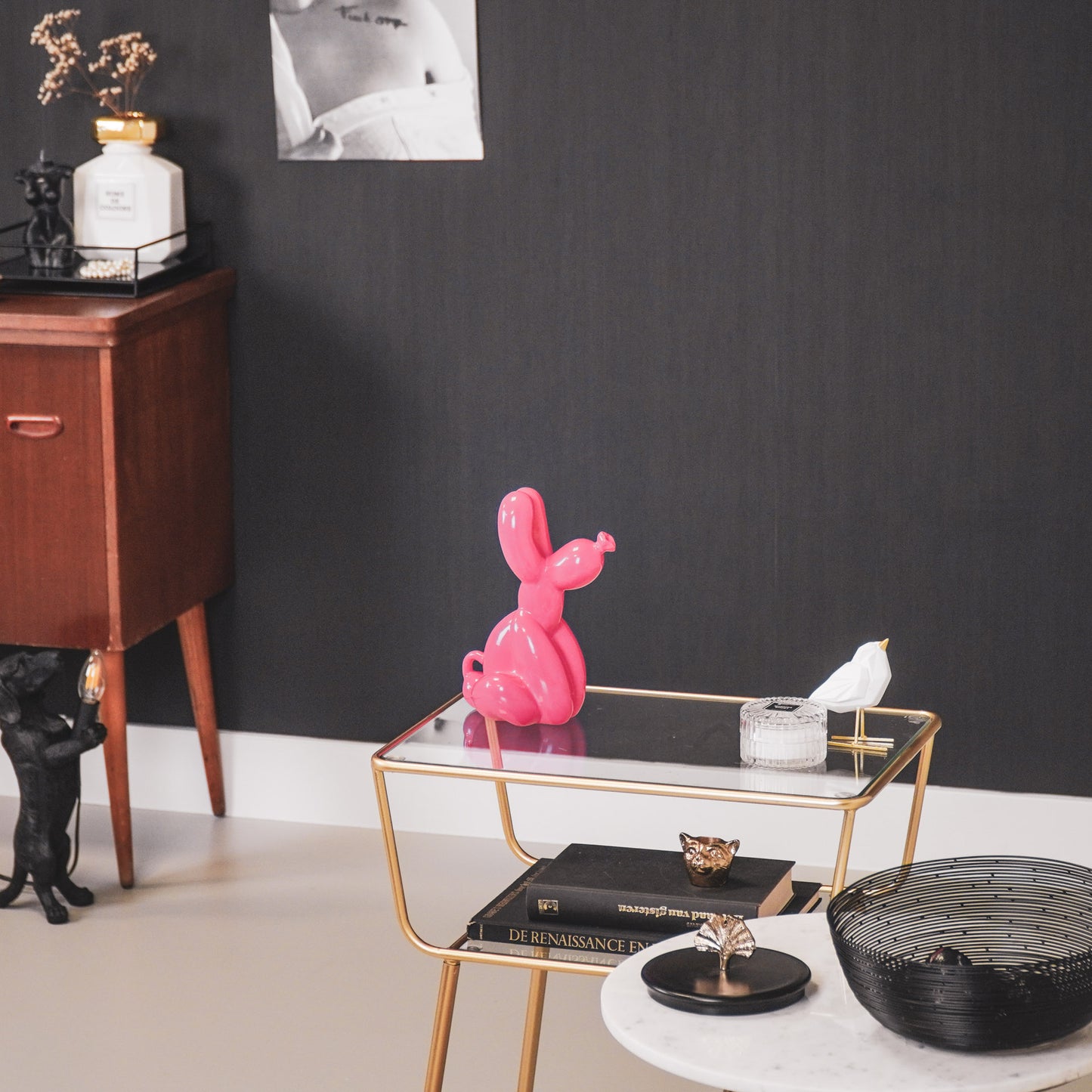 Ornament - Pooping Balloon Dog - Ceramic - Pink - 24x9x14cm