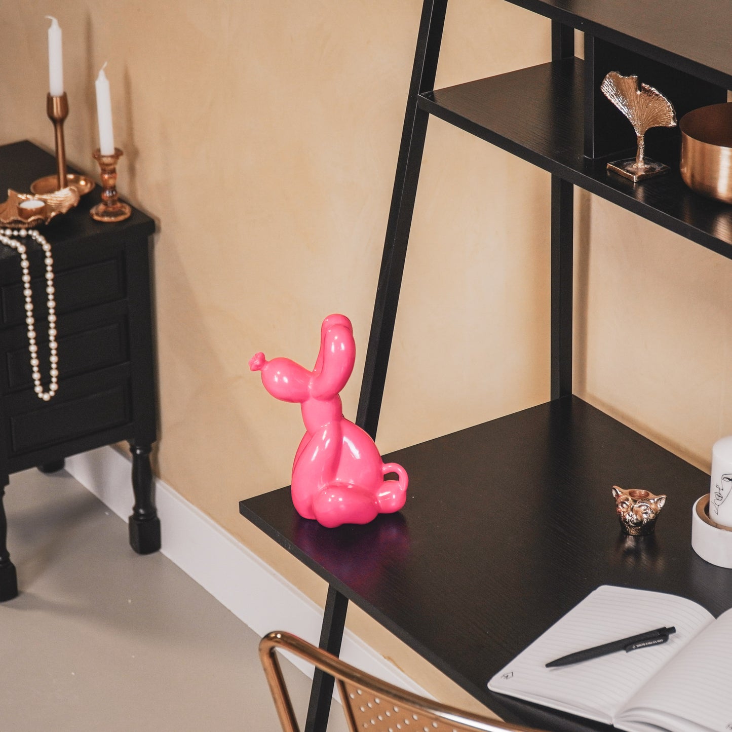 Ornament - Pooping Balloon Dog - Ceramic - Pink - 24x9x14cm