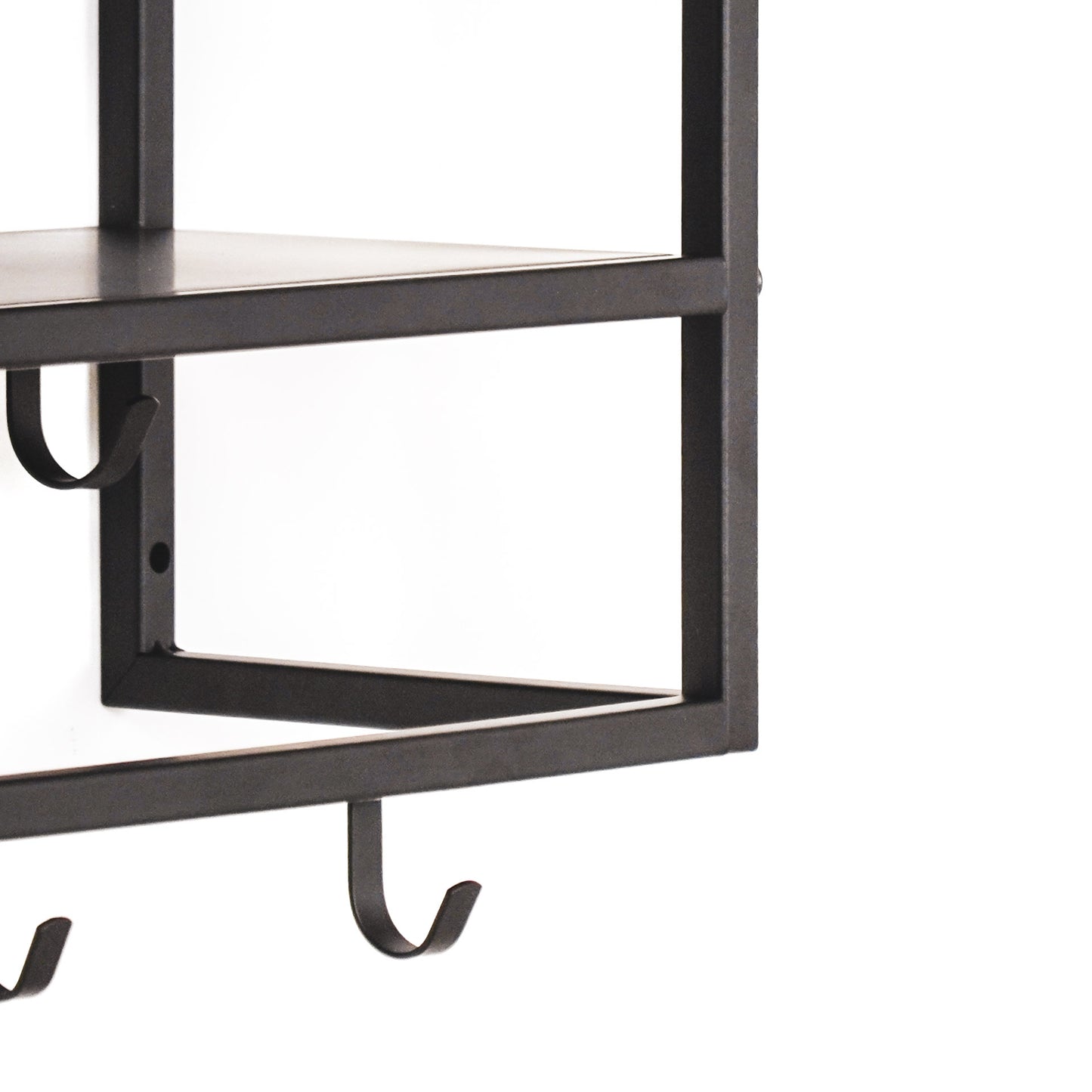 HV Metal Coat Rack with shelves - Black - 73x21x29,5cm