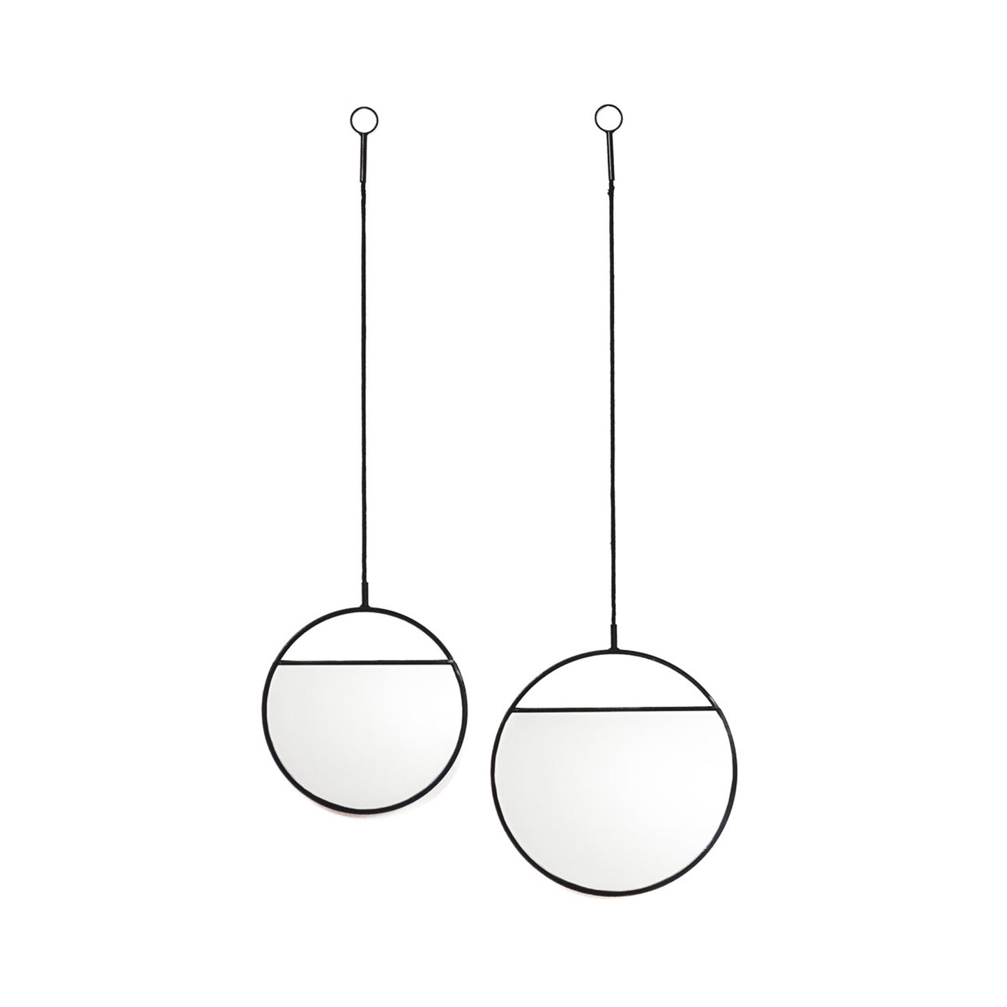 Mirror - Round Wall Mirrors - Metal - Black-S2- 25x90&30x100